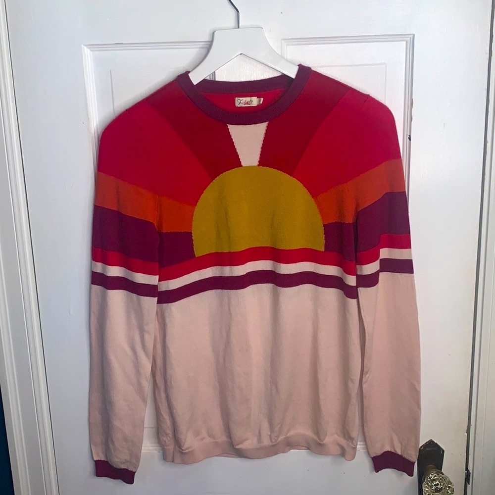 Faherty Sunray 100% Extra Fine Merino Wool Crew Horizon Sunset Sweater Sz S
